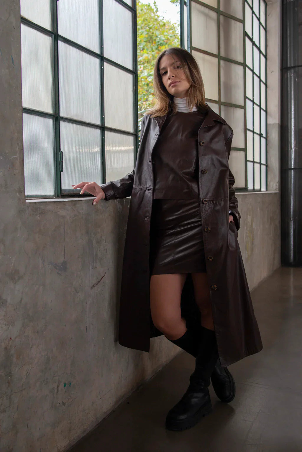 Brown Leather Coat For Women
