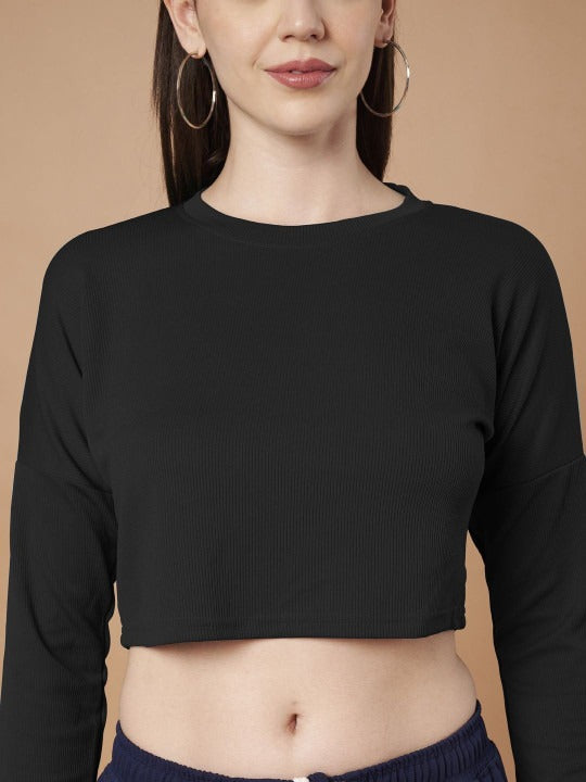 Women Long Sleeve Crop T-shirt – Trendy Casual Wear in Pakistan