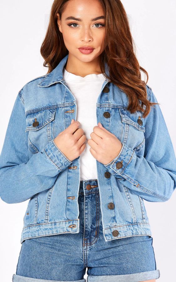 Women Light Blue Solid Jacket