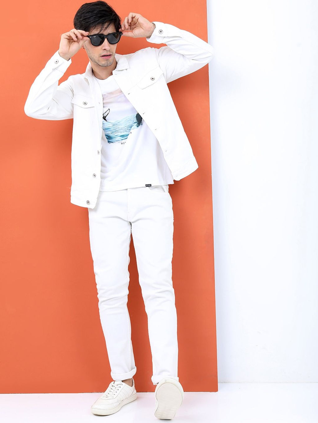 Men White Solid Denim Jacket by HB INDUSTRIES – Timeless Urban Style for Pakistani Weather