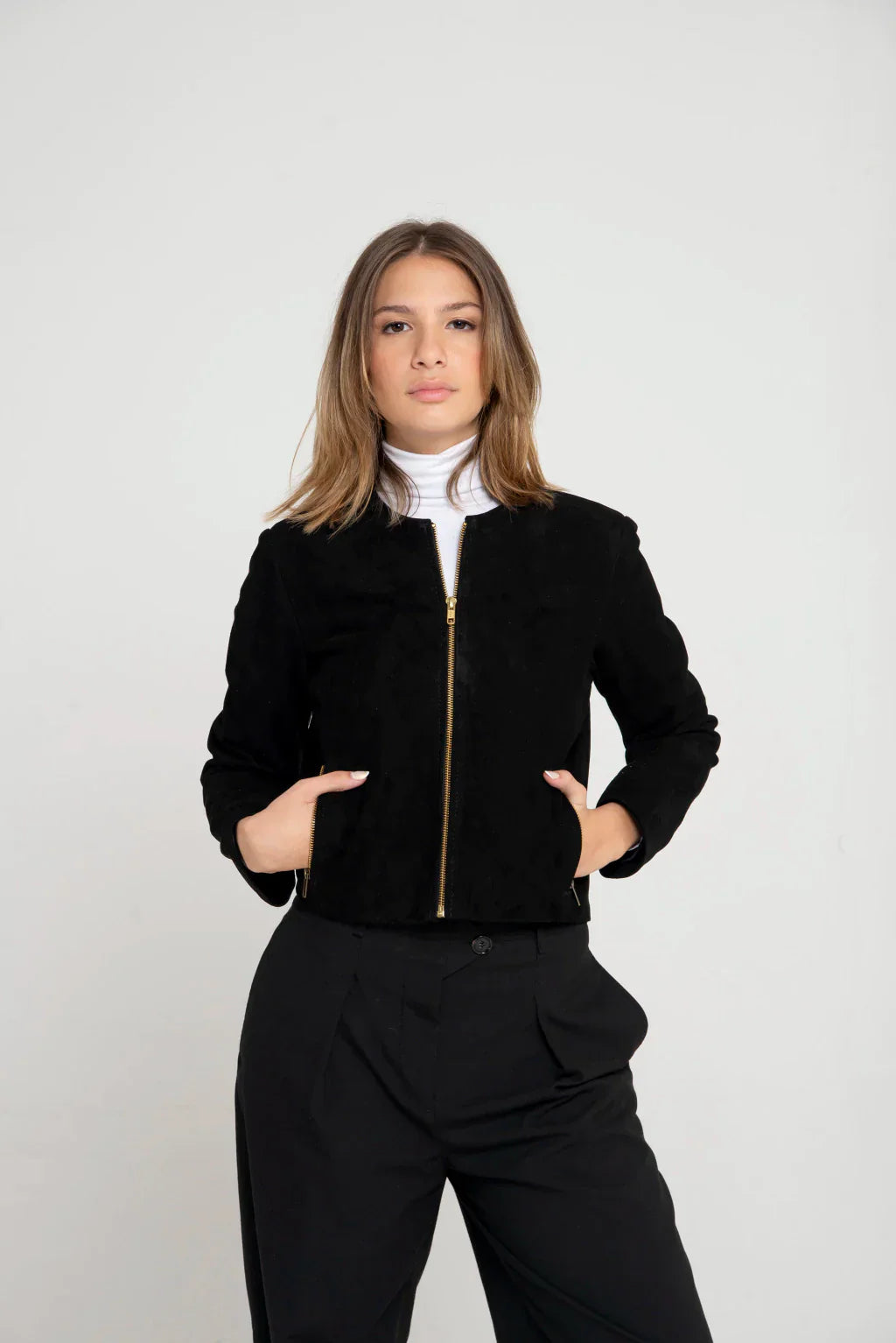 Black Women's Suede Leather Jacket