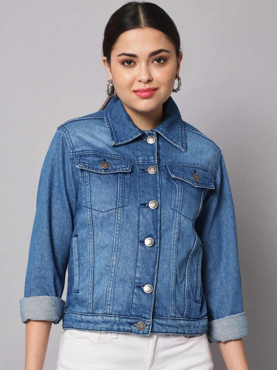 Women Washed Cotton Crop Denim Jacket – Lightweight Breathable Jacket for Pakistan | DOCACCA