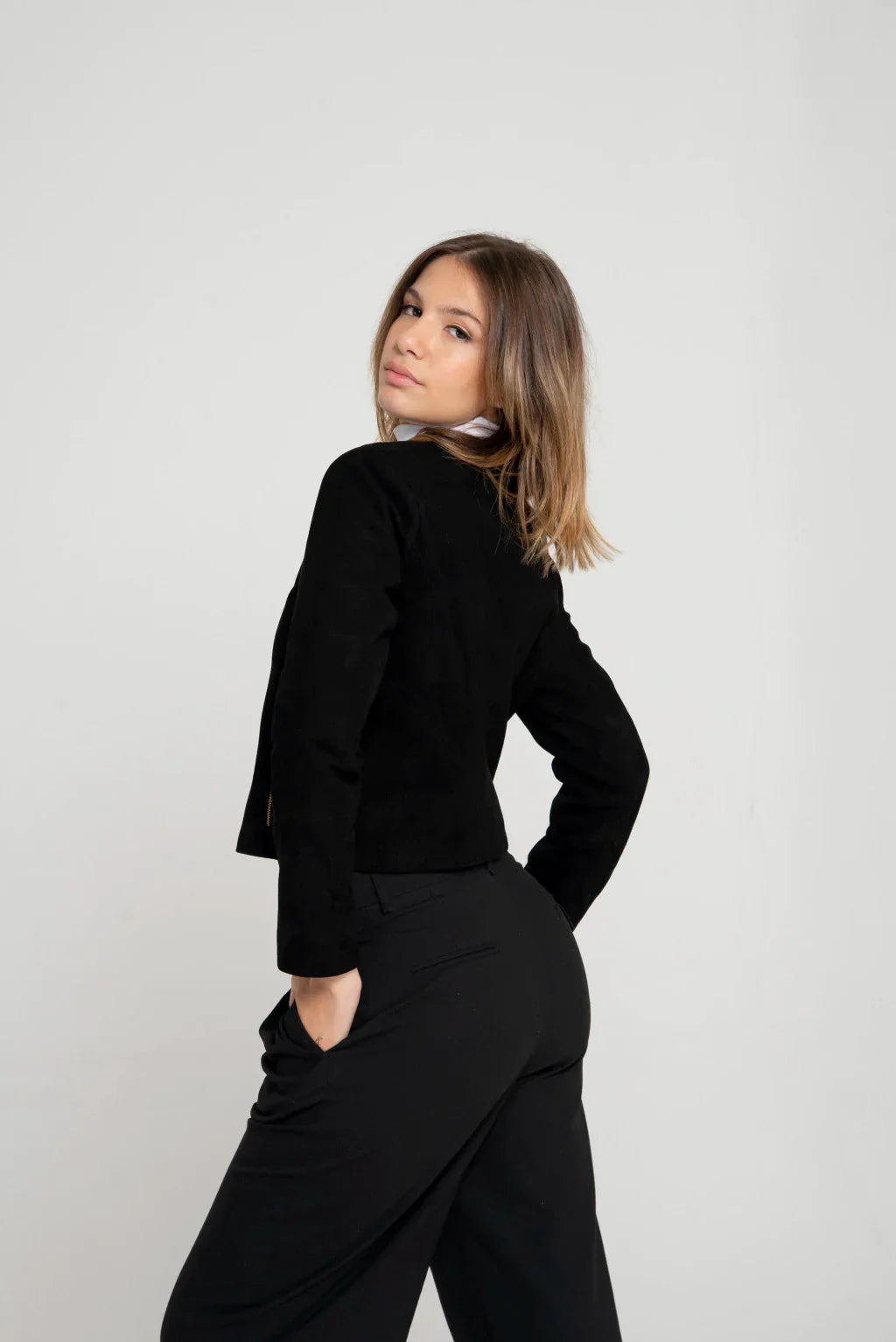 Black Women's Suede Leather Jacket