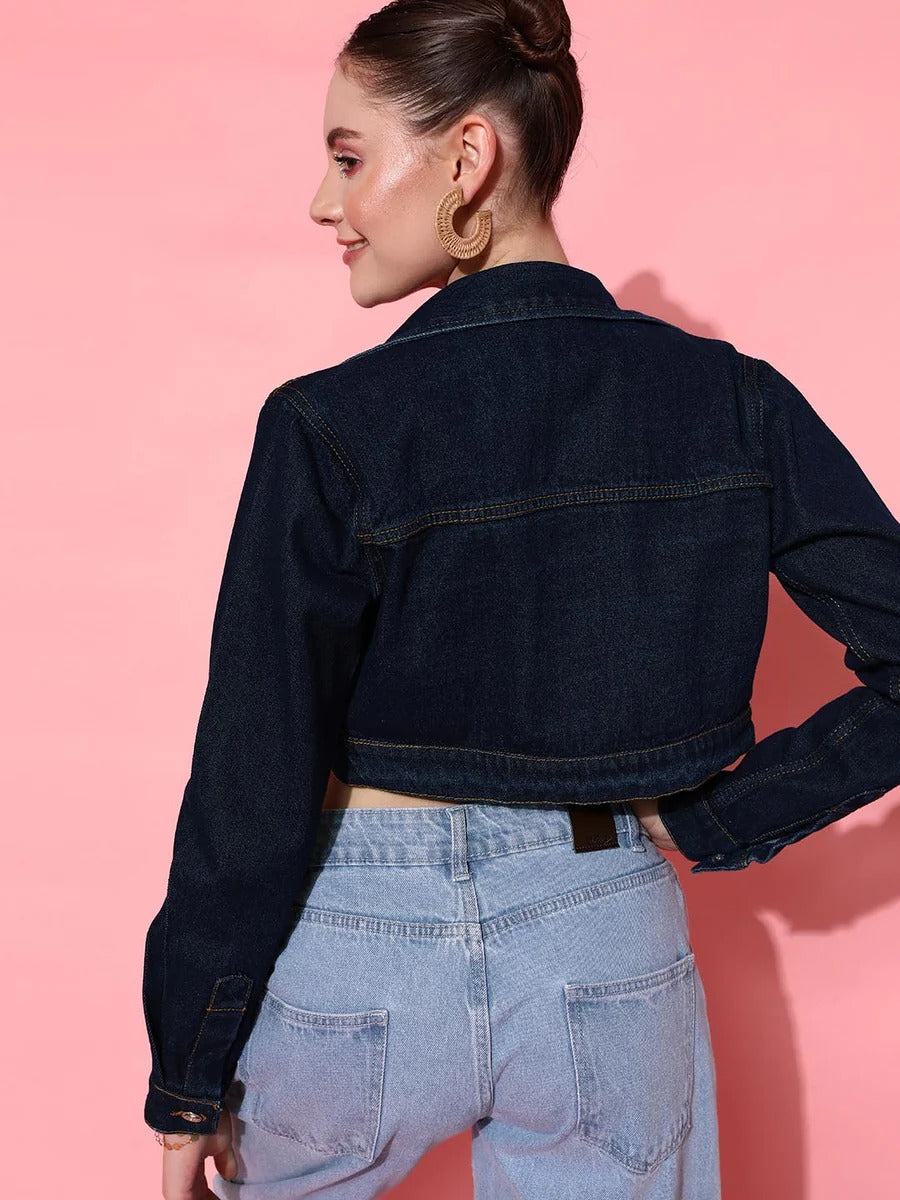 Women Crop Denim Jacket – Trendy Short-Length Everyday Layer for Pakistani Street Style | HB INDUSTRIES