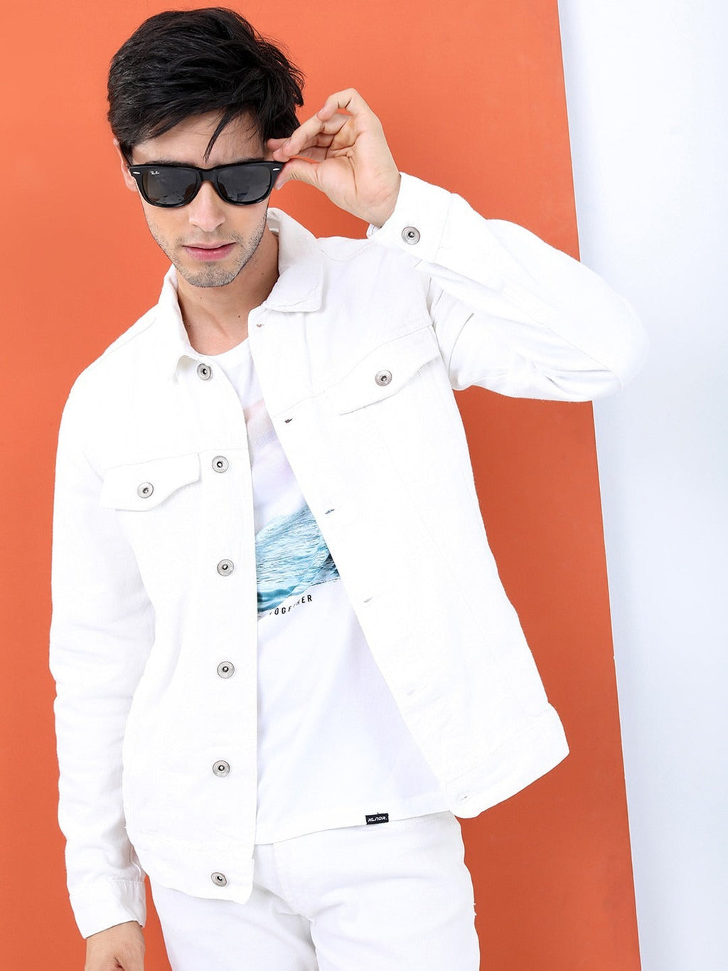 Men White Solid Denim Jacket by HB INDUSTRIES – Timeless Urban Style for Pakistani Weather