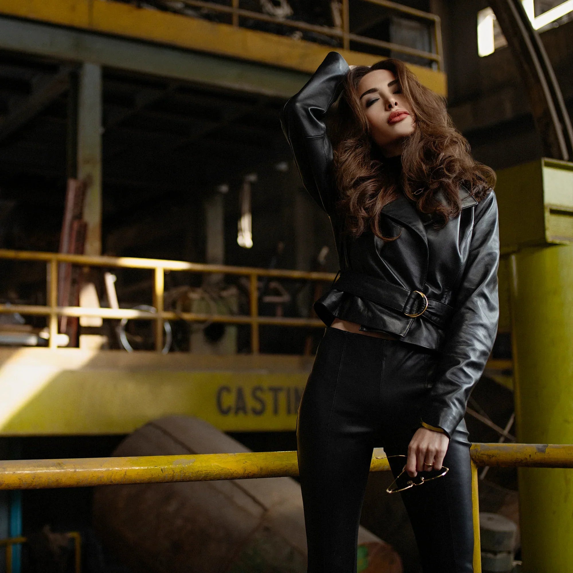 Crop Leather Biker Jacket For Womens