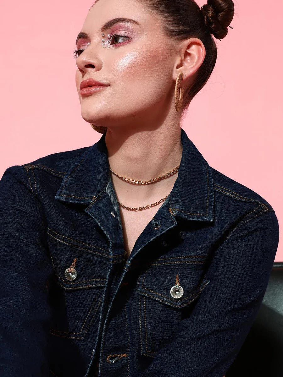 Women Crop Denim Jacket – Trendy Short-Length Everyday Layer for Pakistani Street Style | HB INDUSTRIES