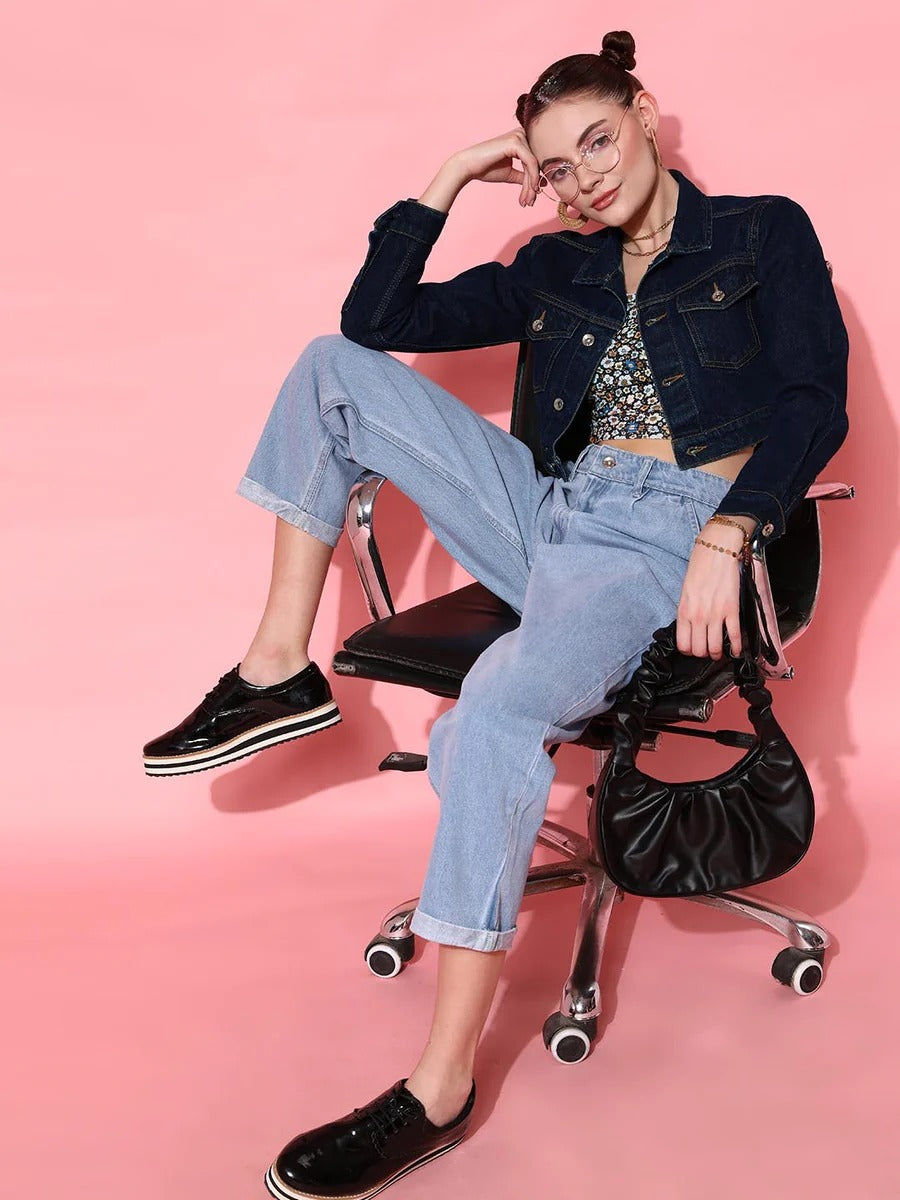 Women Crop Denim Jacket – Trendy Short-Length Everyday Layer for Pakistani Street Style | HB INDUSTRIES