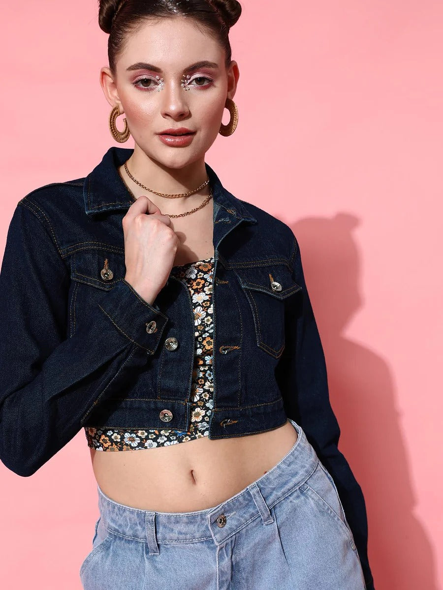Women Crop Denim Jacket – Trendy Short-Length Everyday Layer for Pakistani Street Style | HB INDUSTRIES