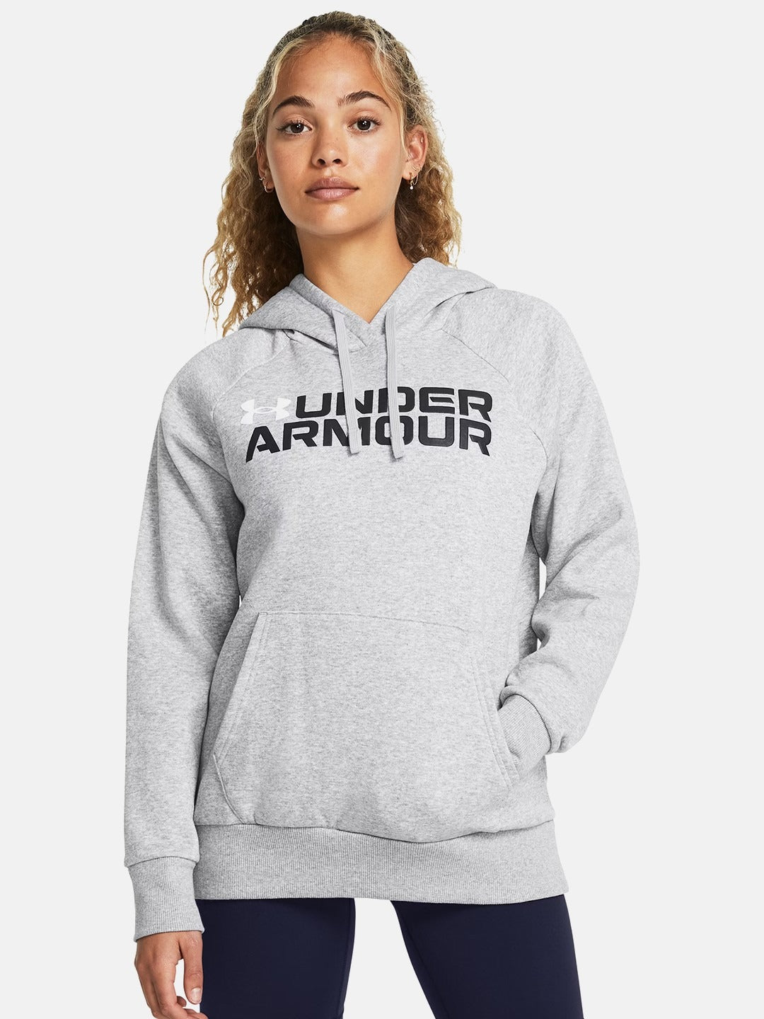 Printed Rival Fleece Wordmark Gray Hoodie — Cozy Fleece Pullover with Wordmark Print & Kangaroo Pocket | HB INDUSTRIES Pakistan