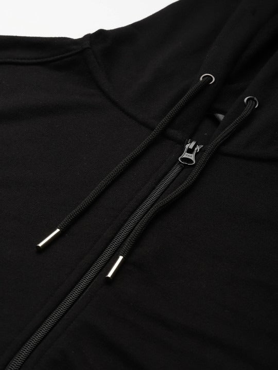 Women Plus Size Black Solid Hooded Zipper | Plus Size Zip Hoodie for Women Pakistan