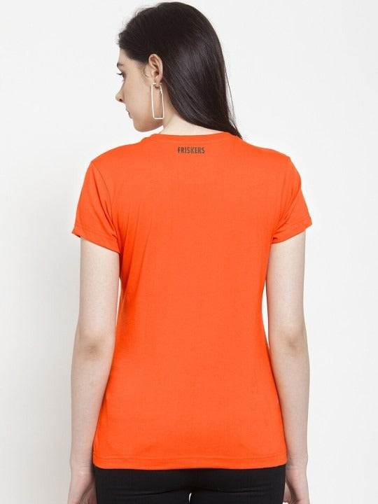 Women Orange Printed T-shirt – Stylish Cotton Casual Wear in Pakistan