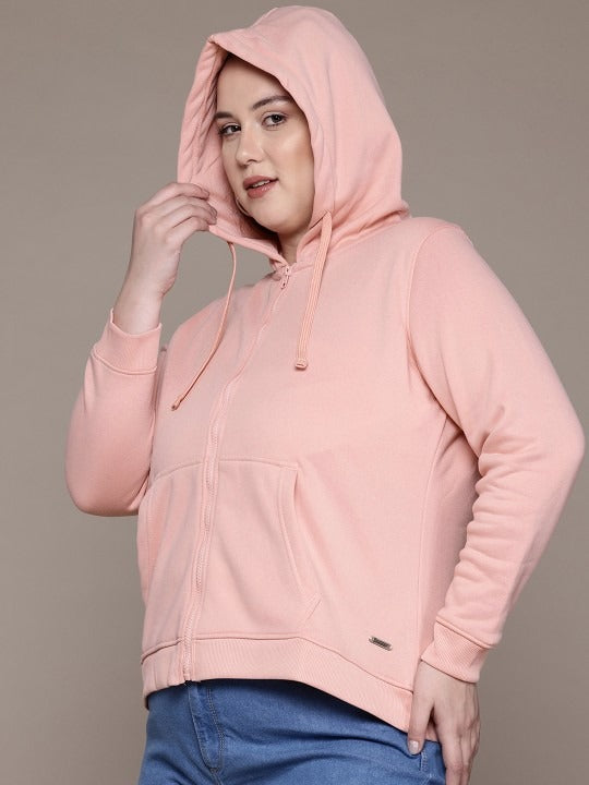 The Lifestyle Co. Plus Size Hooded Baby Pink Zipper | Plus Size Baby Pink Zip Hoodie Pakistan