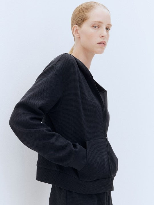 Waffled Zip-Through Hoodie — Lightweight Waffle Knit Zip Hoodie for Women & Men Pakistan