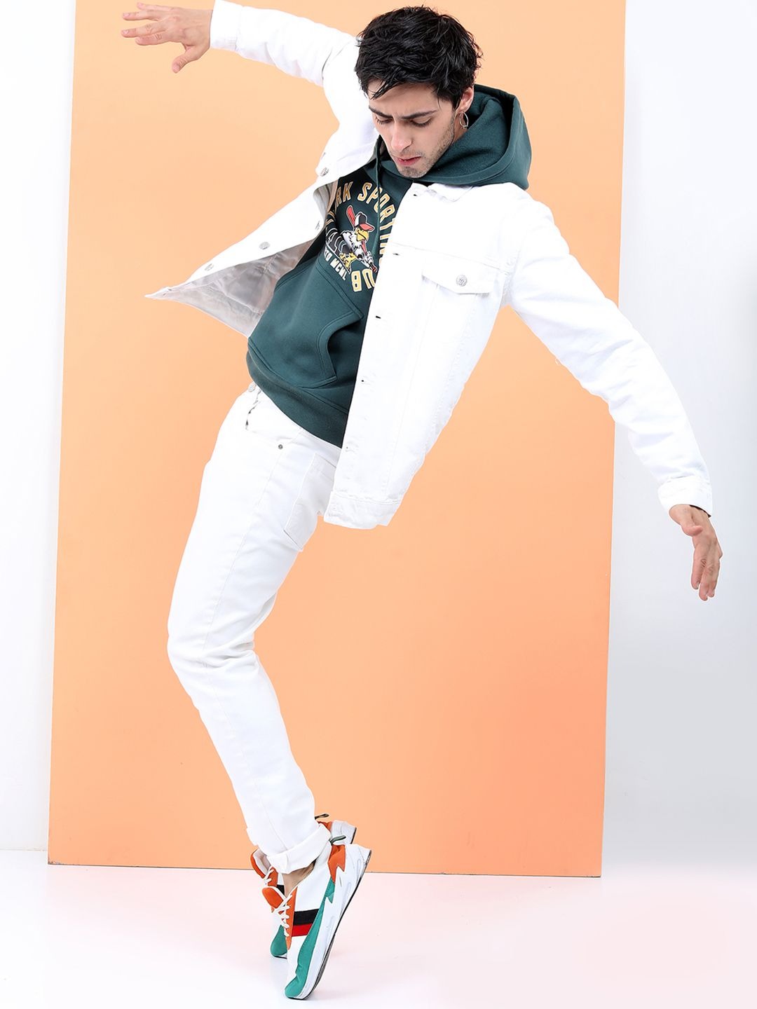 Men White Solid Denim Jacket – Breathable Summer Outerwear for Pakistani Style | HB INDUSTRIES