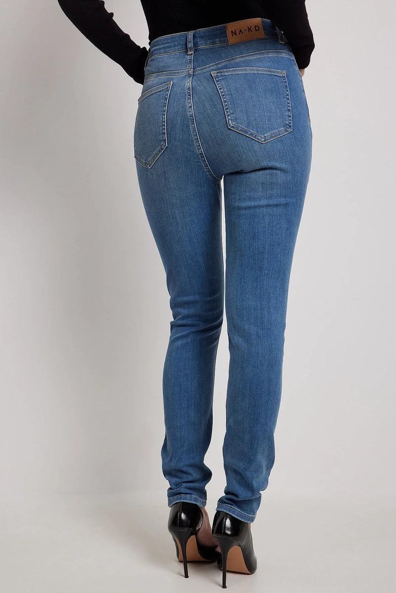 Back View of Blue Skinny High Waist Stretch Jeans – Back view highlighting the design and fit of the jeans.