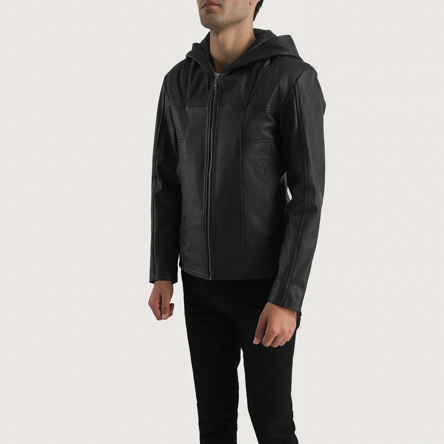 Black Hooded Premium Leather Jacket