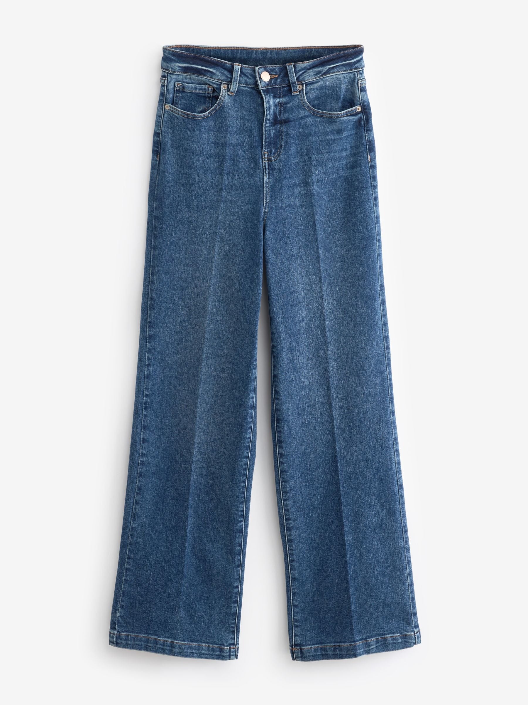 Women Dark Blue Wide Leg Hourglass Jeans – High Waist Flattering Fit Denim Pants in Pakistan | HB INDUSTRIES