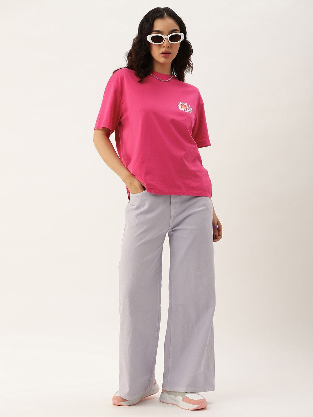 Typography Printed Longline Cotton T-Shirt Women Pakistan