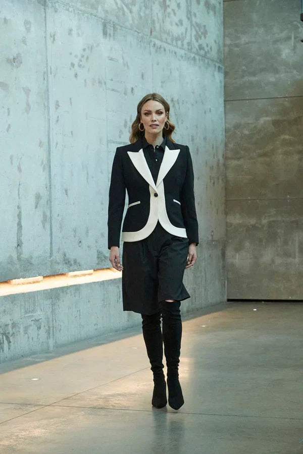 HB INDUSTRIES Black Contrast Women Blazer