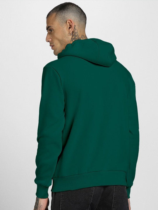 Men Green Typographic Print Oversized Cotton Fleece Hoodie Pullover – Stylish Winter Sweatshirt in Pakistan
