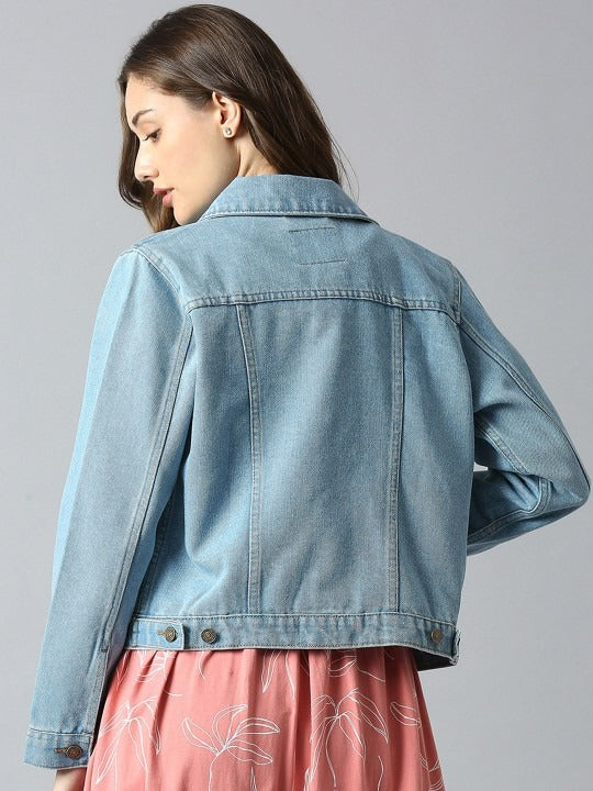 Women Washed Lightweight Outdoor Denim Jacket with Patchwork – Breathable Stylish Outerwear for Pakistan | DOCACCA