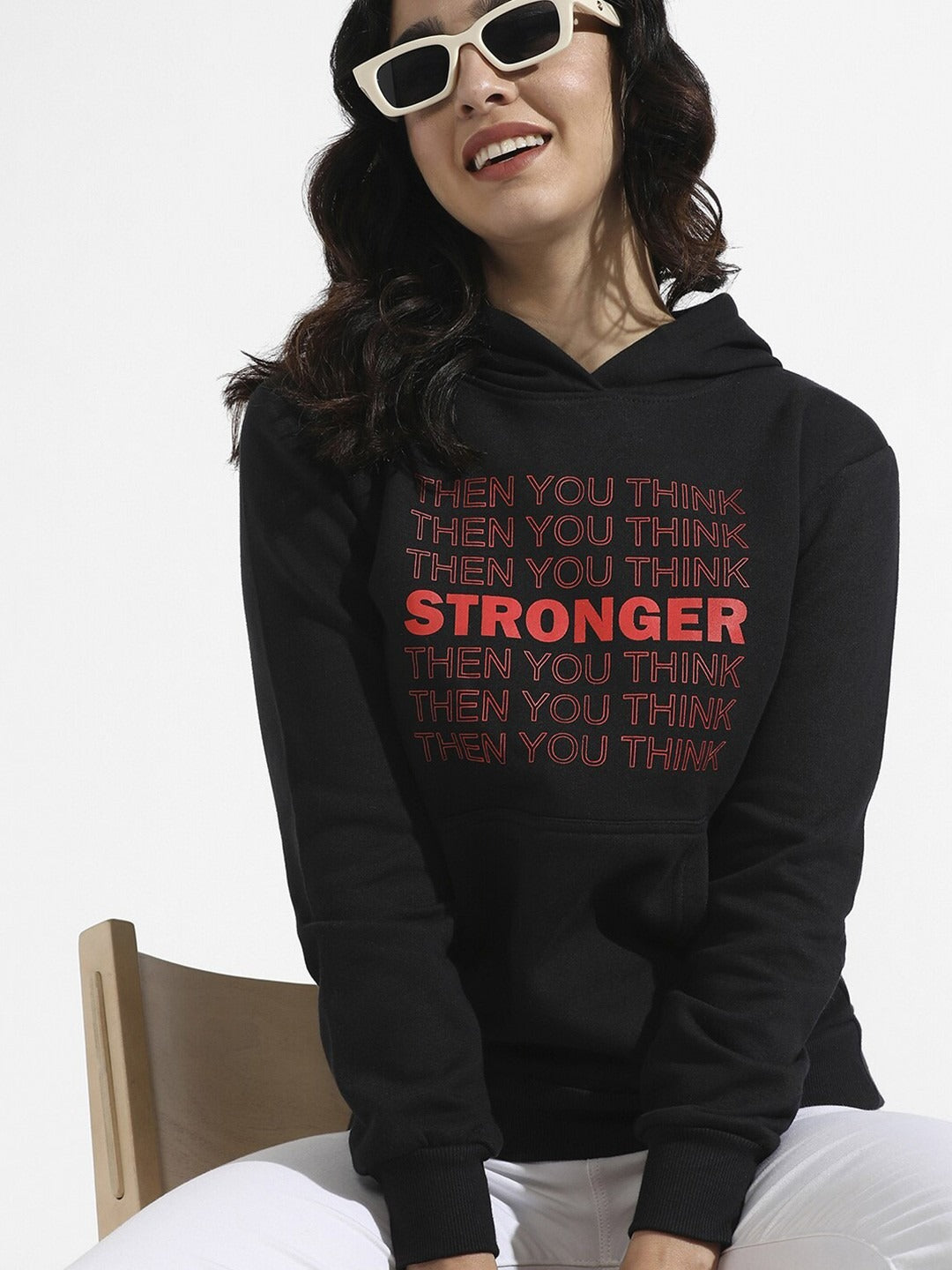 Typography Printed Hooded Cotton Pullover Black Hoodie — Graphic Cotton Pullover Pakistan