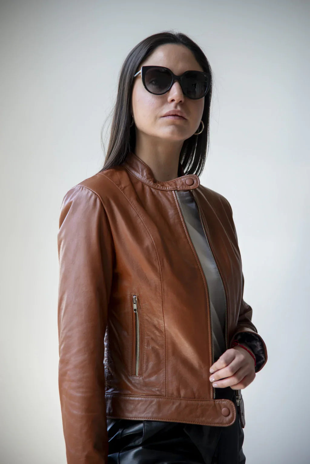 Brown Women's Biker Leather Jacket