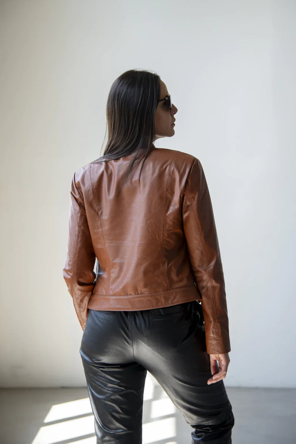 Brown Women's Biker Leather Jacket