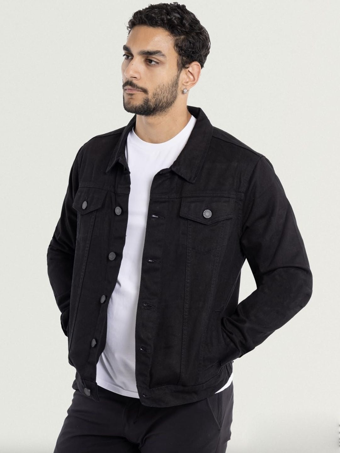 Men’s Spread Collar Solid Casual Denim Jacket – Classic Pakistani Streetwear by HB INDUSTRIES