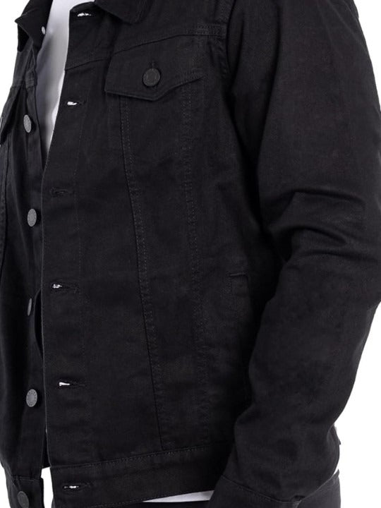 Men’s Spread Collar Solid Casual Denim Jacket – Classic Pakistani Streetwear by HB INDUSTRIES