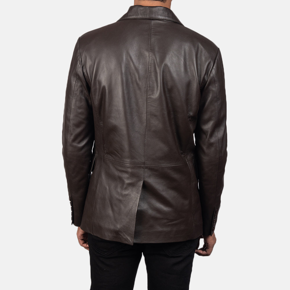 Dark Brown Men's Genuine Leather Blazer