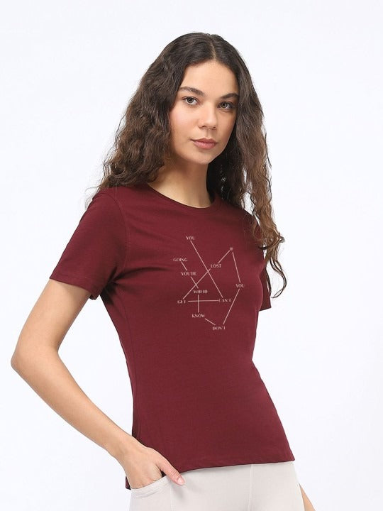 Women Typography Printed Short Sleeve Cotton T-Shirt Online Pakistan