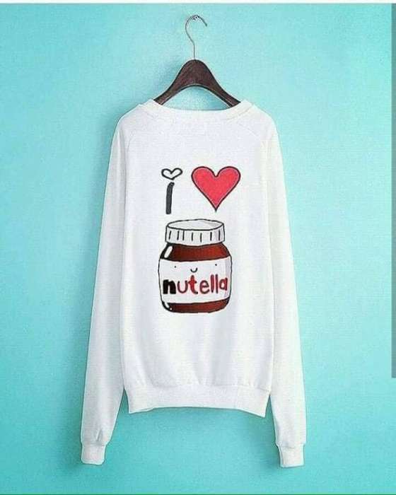 White I love Nutella Print Sweat Shirt For womens