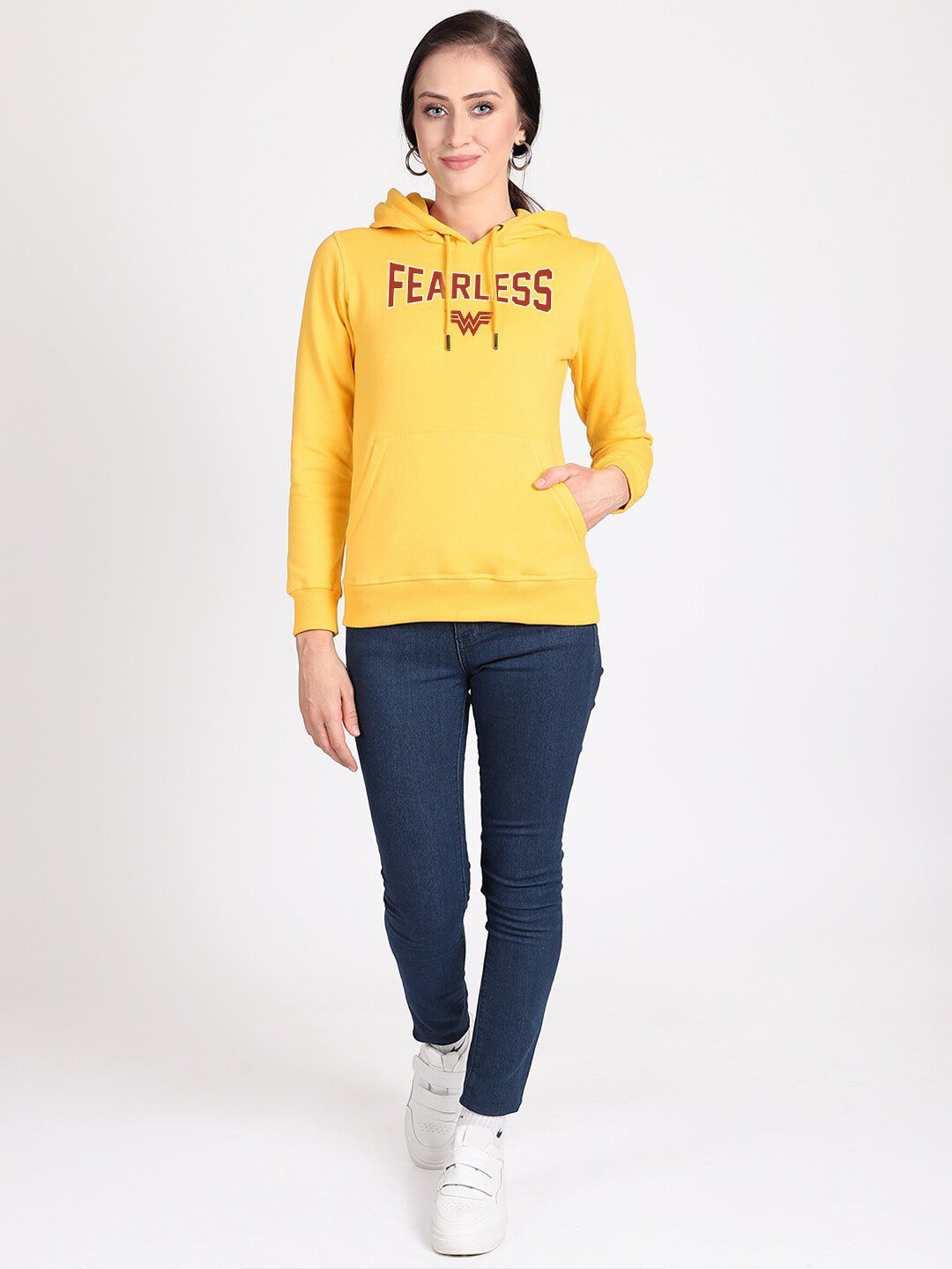 Wonder Woman Printed Hooded Pullover Yellow Hoodie for Women – Stylish Cotton Sweatshirt Online in Pakistan | HB INDUSTRIES