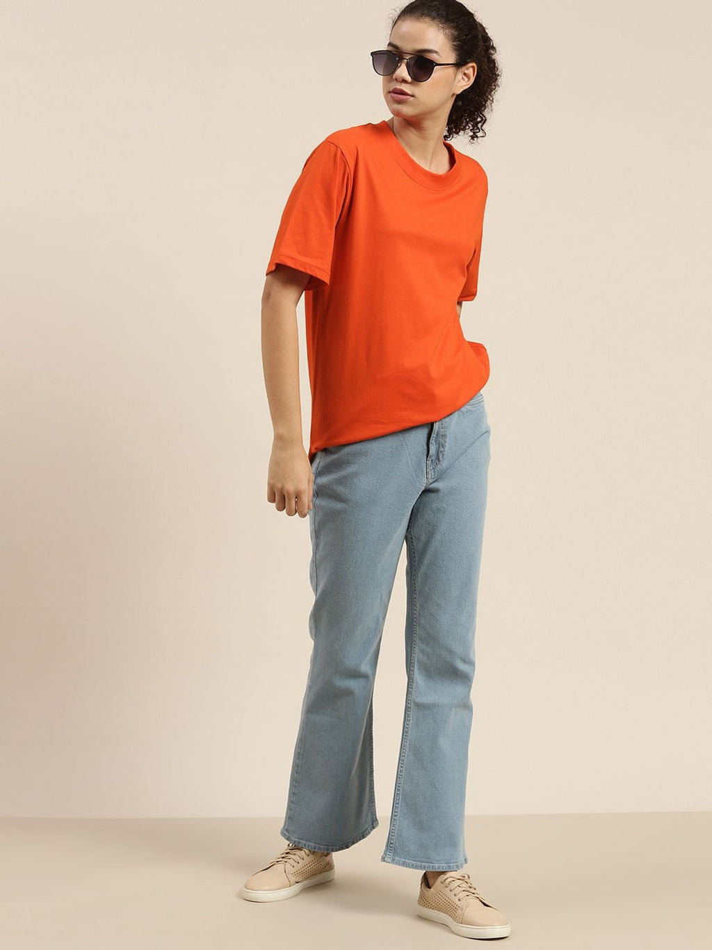 Women Orange Loose Cotton T-Shirt Online Pakistan