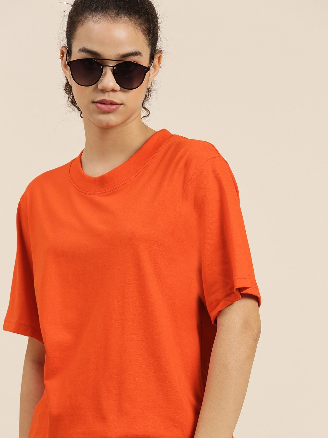 Women Orange Loose Cotton T-Shirt Online Pakistan