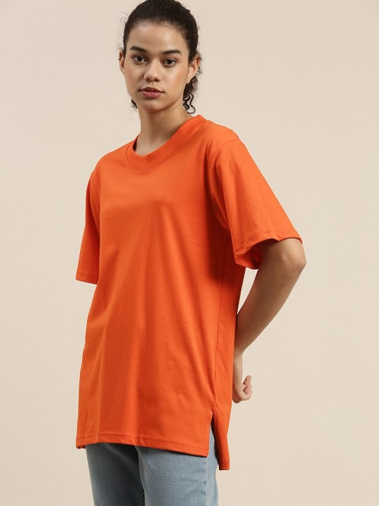 Women Orange Loose Cotton T-Shirt Online Pakistan