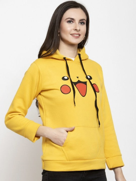 Women Printed Hooded Fleece Yellow Hoodie – Stylish Winter Wear in Pakistan | HB INDUSTRIES