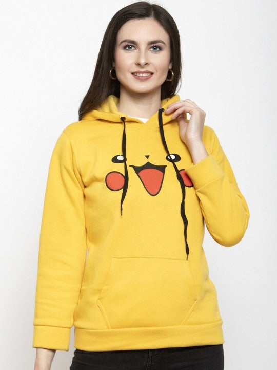Women Printed Hooded Fleece Yellow Hoodie – Stylish Winter Wear in Pakistan | HB INDUSTRIES