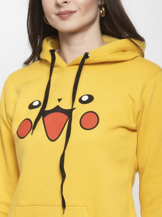Women Printed Hooded Fleece Yellow Hoodie – Stylish Winter Wear in Pakistan | HB INDUSTRIES