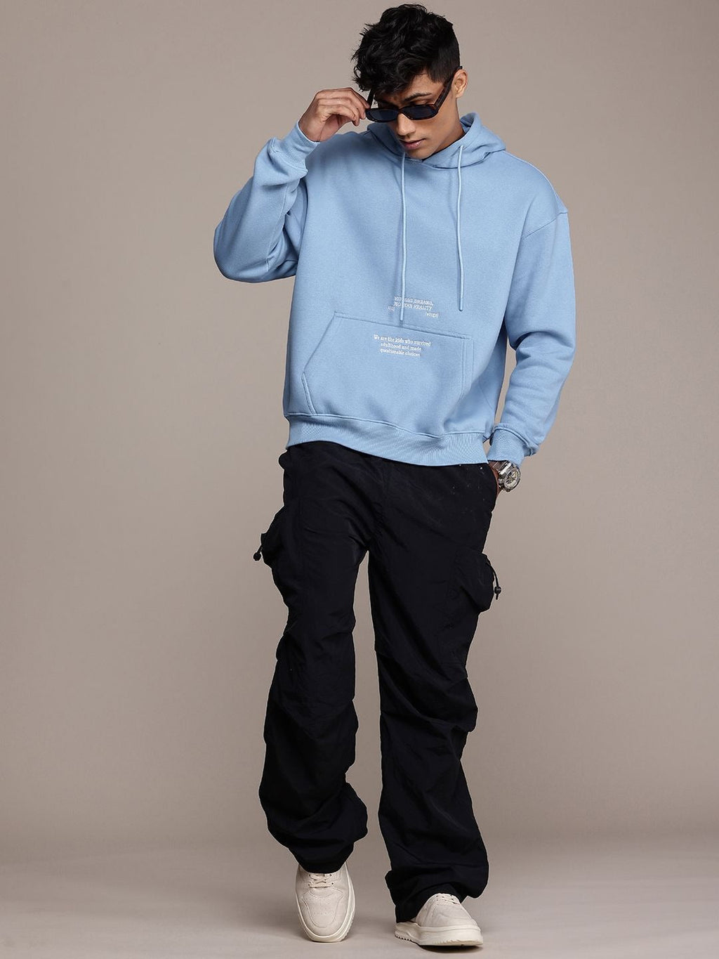 Typography Embroidery Hooded Pullover Sweatshirt for Men – Trendy Cotton Hoodie in Pakistan | DOCACCA