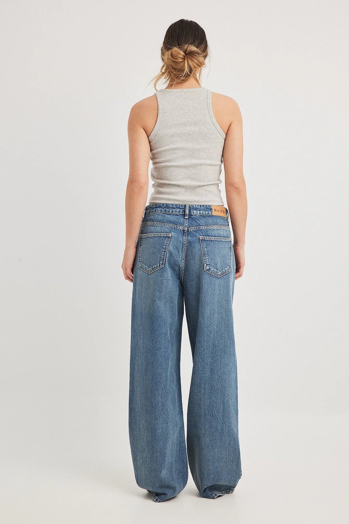 Low Waist Mid Blue Jeans - Back View