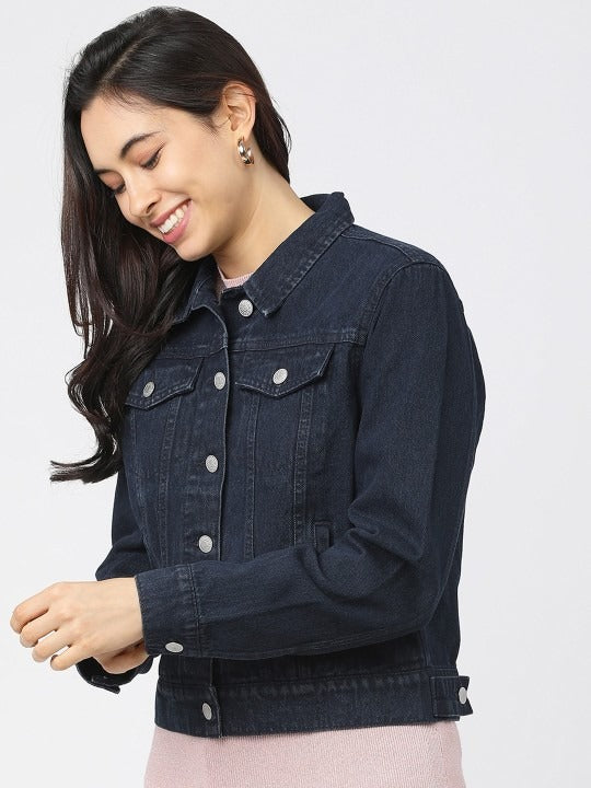Women Blue Solid Jacket – Versatile Lightweight Outerwear for Pakistan | DOCACCA