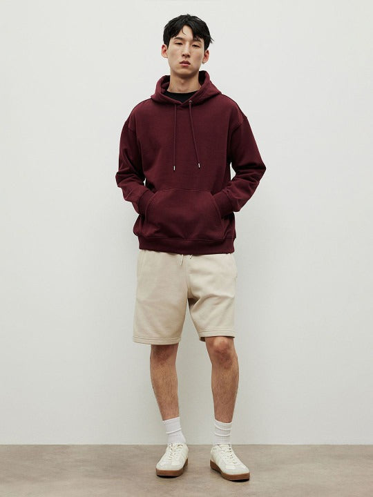 Men Maroon Printed Hooded Sweatshirt – Stylish Winter Hoodie in Pakistan