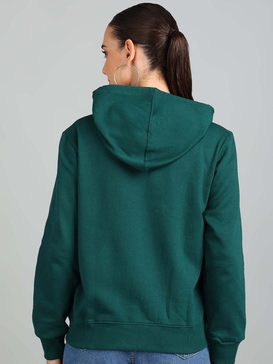 Women Solid Hooded Front-Open Cotton Olive Green Zipper Hoodie – Casual & Stylish Outerwear for Pakistan | DOCACCA