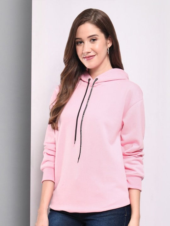 Long Sleeves Hooded Pullover Baby Pink Hoodie – Cozy & Stylish Women’s Hoodie for Pakistan