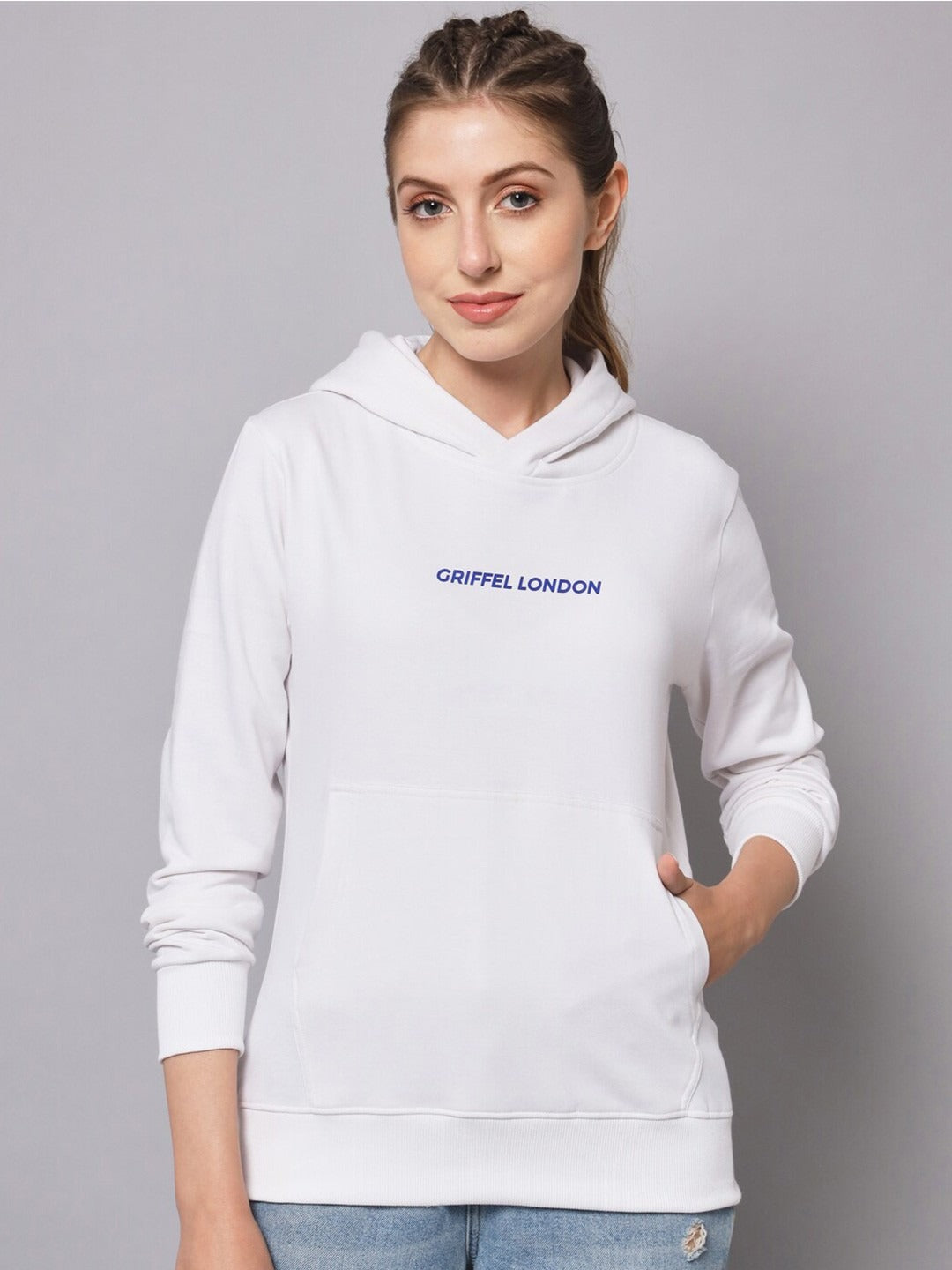 Women Hooded Fleece White Hoodie – Cozy Winter Wear in Pakistan | HB INDUSTRIES