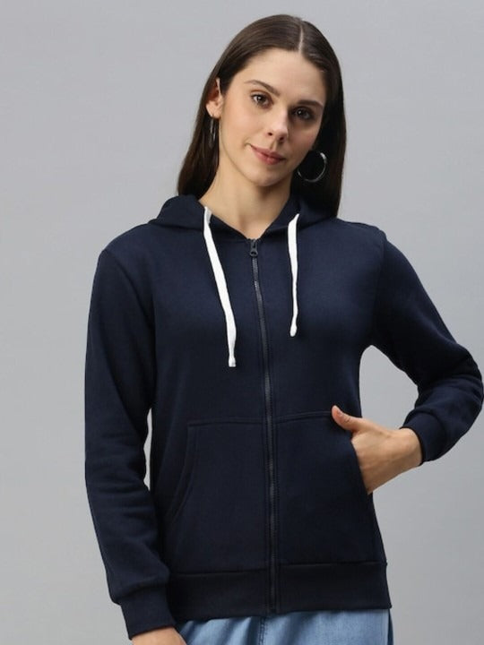Women Navy Blue Hooded Zipper – Stylish Cotton Hoodie for Everyday Comfort in Pakistan | DOCACCA
