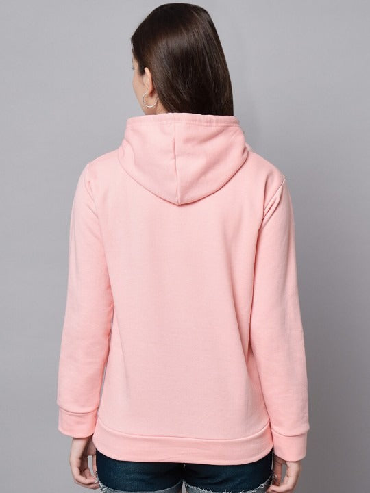 Women Typography Printed Oversized Fit Longline Baby Pink Hoodie – Stylish Winter Hoodie for Girls in Pakistan | DOCACCA